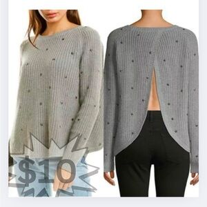 Wildfox Erika Beaming Star Open Back Sweater XS Grey